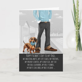 Söt dachshundhund och pappa rolig fars dag helgkort