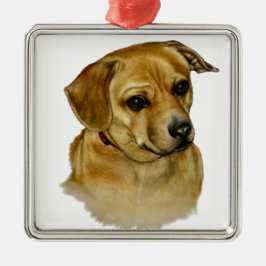 Söt Dachsy-Terrier-Blandningshund Julgransprydnad Metall