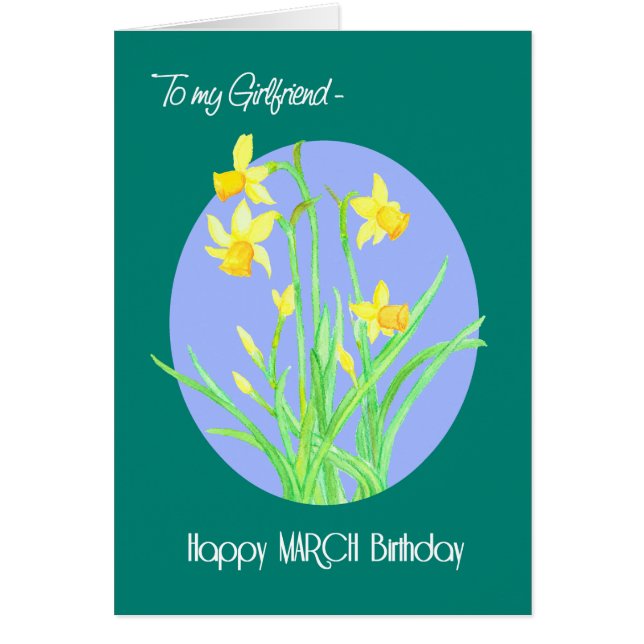 Söt Daffodils March Birthday for Girlkompis Hälsningskort (Framsidan)