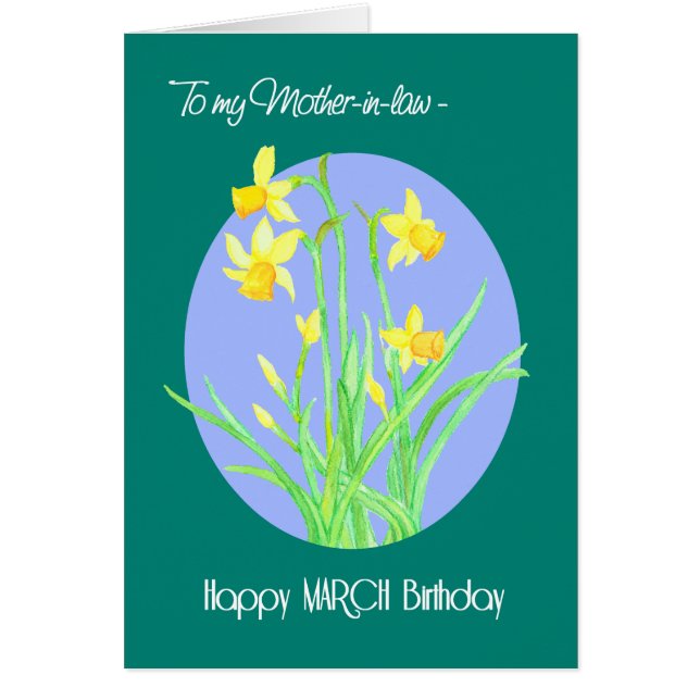 Söt Daffodils Marsdag för Mor Hälsningskort (Framsidan)
