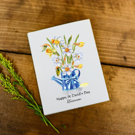 Söt Daffodils St David's Day Personaliserad Hälsningskort