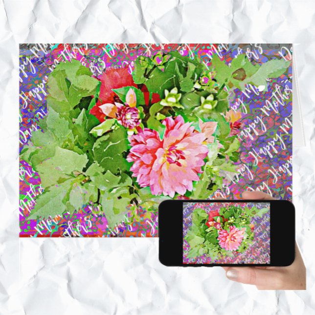 Söt Dahlia Bloom Bouquet Mors dag-kort Hälsningskort (Skapare uppladdad)