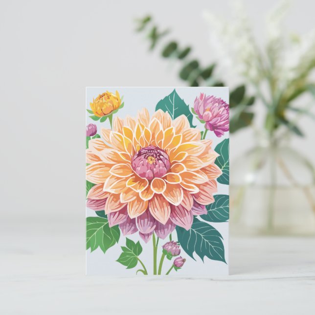 Söt Dahlia Vykort (Stående Fram)