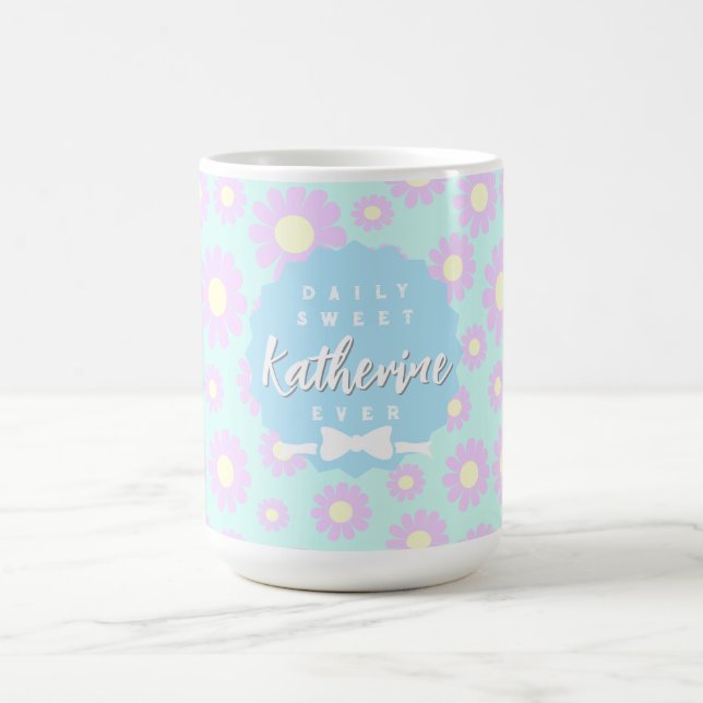 Söt Daisy Baby Pastel Blue Rosa Gult Kaffemugg (Center)