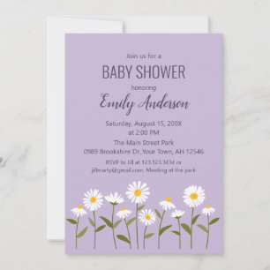 Söt Daisy Baby Shower Inbjudan i Lila
