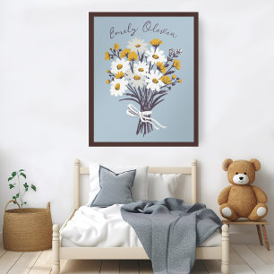 Söt Daisy Bouquet Retro Modern ANPASSNINGSBAR BABY Poster