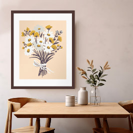 Söt Daisy Bouquet Retro Modern Colorful Art Poster