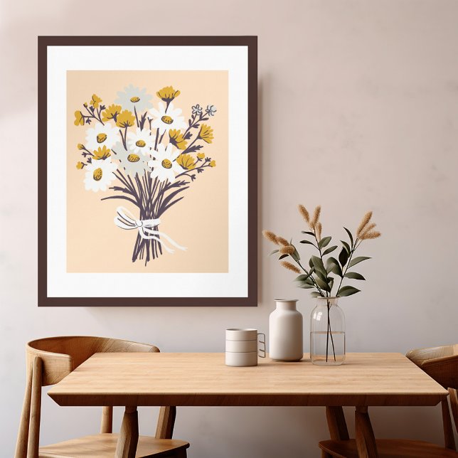 Söt Daisy Bouquet Retro Modern Colorful Art Poster (Pretty Daisy Bouquet Retro Modern Colorful Art Poster
)