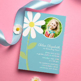 Söt Daisy Flower Photo Birthday Inbjudningar