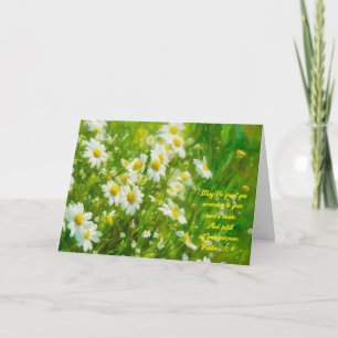 Söt Daisy Flowers Art Faith Bible Verse Think Kort