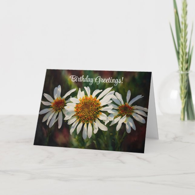Söt Daisy Flowers Daisys Birdday Card Kort (Framsida)
