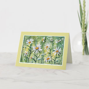 Söt Daisy Flowers Watercolor Card Kort