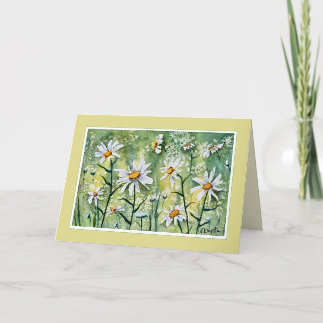Söt Daisy Flowers Watercolor Card Kort (Framsida)