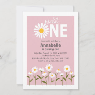 Söt Daisy födelsedagsinbjudan på rosa Inbjudningar