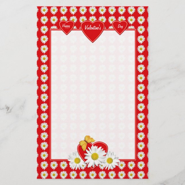 Söt Daisy Hearts Stationery Brevpapper (Framsida)