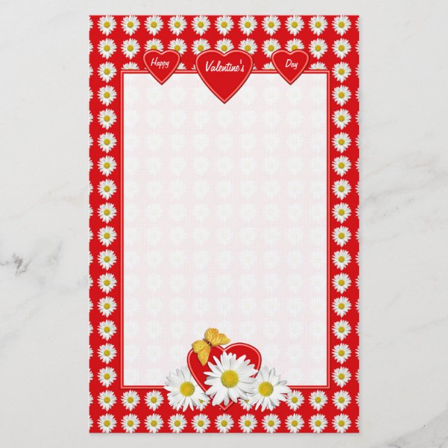 Söt Daisy Hearts Stationery Brevpapper (Framsida)