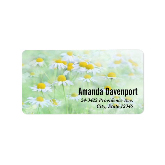 Söt Daisy i ett Fält-foto Adressetikett (Framsidan)