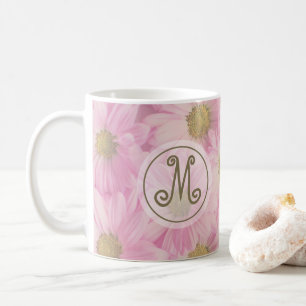 Söt Daisy  Rosa Cute Anpassningsbar Initial Kaffemugg