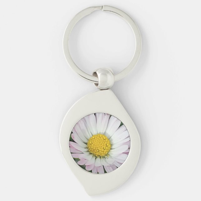 Söt daisy swirl silverfärgad nyckelring (Framsidan)