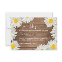 Söt Daisy Vit Blommigt Rustic Wood Bröllop