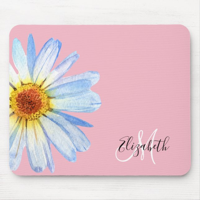 Söt Daisy Vit Rosa Monogram Musmatta (Framsidan)