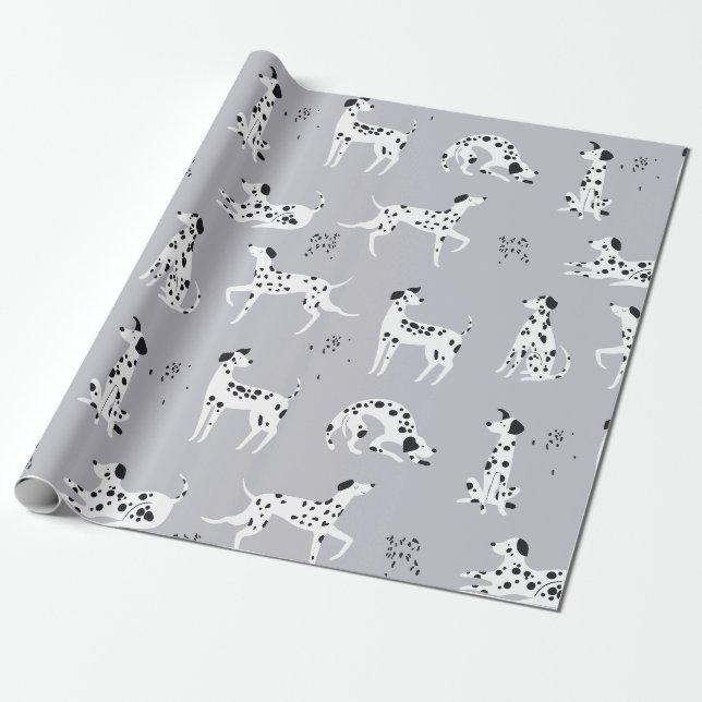 Söt Dalmatiner Hund Mönster Presentpapper (Utrullad)