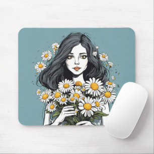 Söt Dam med Daisy Bouquet Musmatta