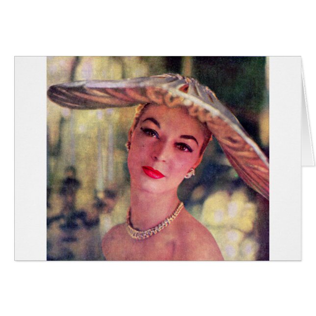 söt dam, stor hatt hälsningskort (Framsidan Horizontal)