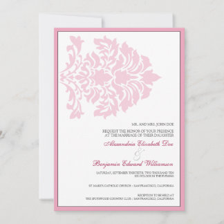 Söt Damask 5x7 Rosa/Vit Bröllopsinbjudan Inbjudningar
