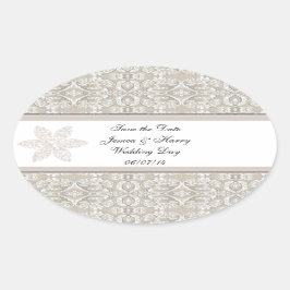 Söt Damask Snöre Design Ovalt Klistermärke