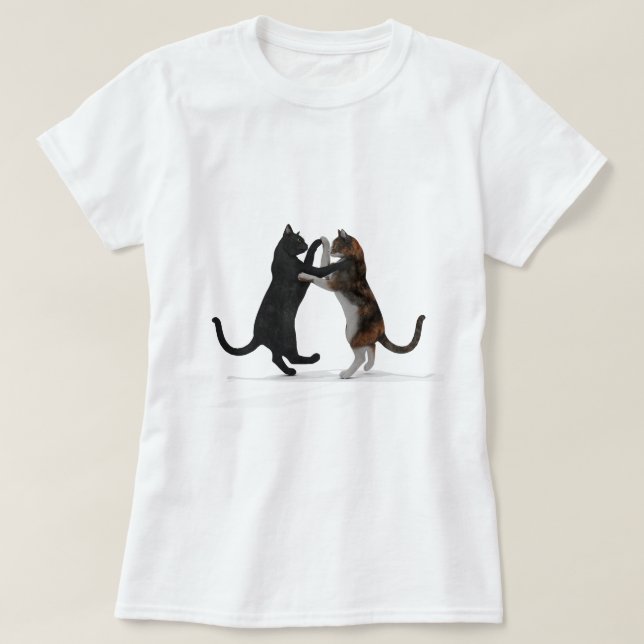 Söt Dancing Cats T Shirt (Design framsida)