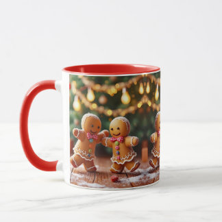 Söt dansande pepparkakssällskap julfirande mugg