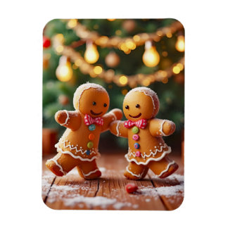 Söt dansande pepparkakssnubbe julfirande magnet