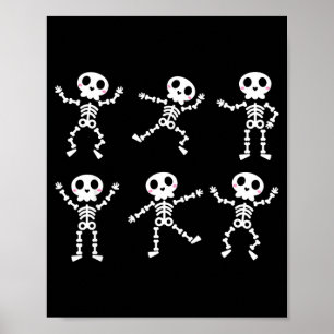 Söt dansande skelett halloween pojkar flickor barn poster