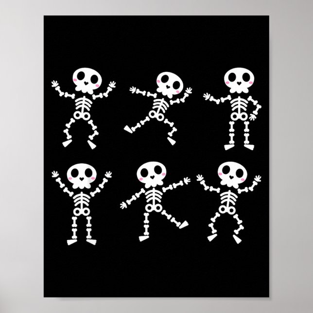 Söt dansande skelett halloween pojkar flickor barn poster (Framsidan)