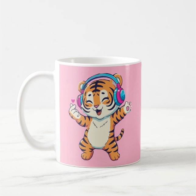 Söt dansande tiger  kaffemugg (Vänster)