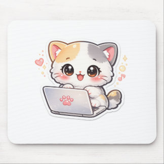 Söt dator katt musmatta | Söt Chibi Kitty Design