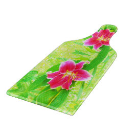 Söt Deep Rosa Stargazer Lily on Lime Green