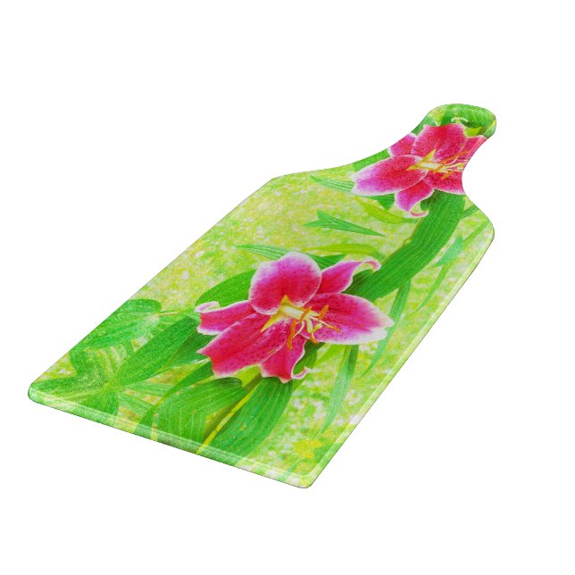 Söt Deep Rosa Stargazer Lily on Lime Green (Hörn)