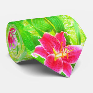 Söt Deep Rosa Stargazer Lily on Lime Green Slips