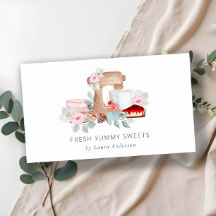 Söt deert Baking Watercolor-Blommigt Visitkort