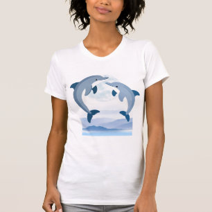 Söt delfin akvarell damt-shirt Ocean Li T Shirt