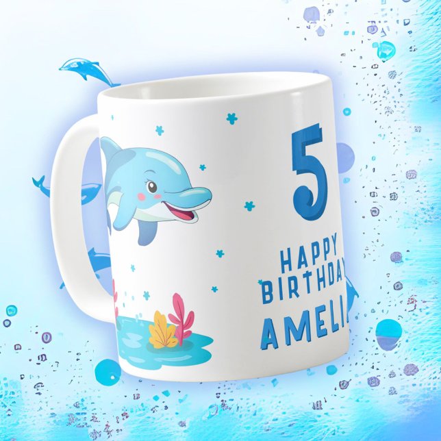 Söt delfin Havsdjur Barnkalas Kaffemugg (Skapare uppladdad)