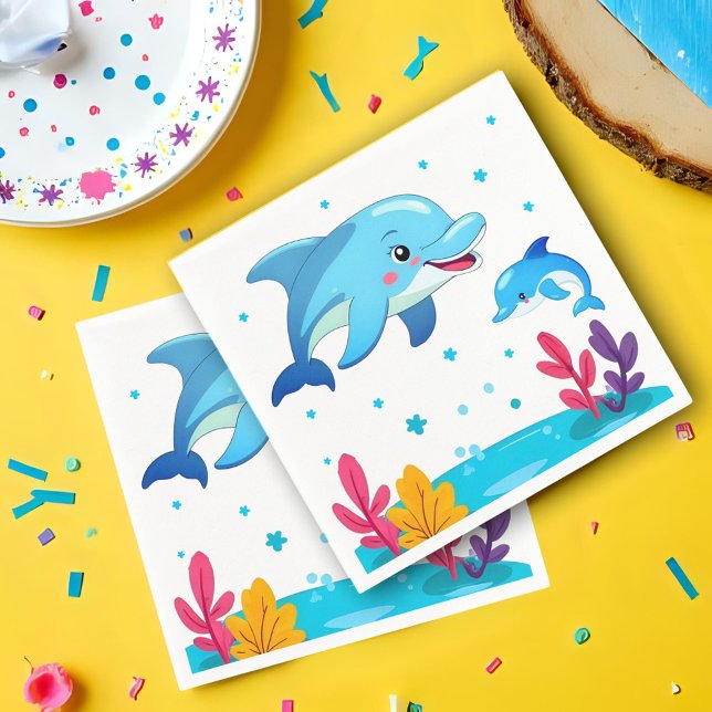 Söt delfin Havsdjur Födelsedagsfest Pappersservett (Skapare uppladdad)