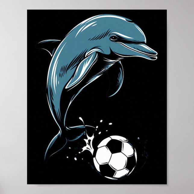 Söt delfin som spelar fotboll - Söt späckhuggare s Poster (Framsidan)