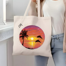 Söt delfiner som spelar i Sunset Initialer