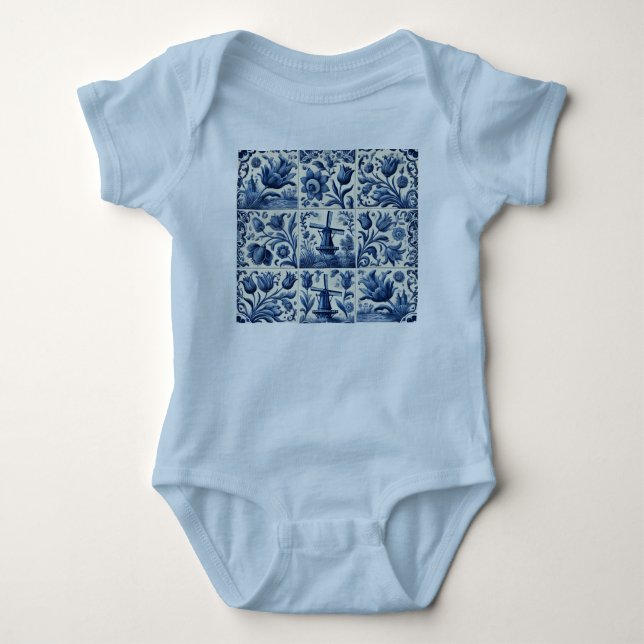Söt Delft-kakel Baby-bodysuit T Shirt (Framsida)