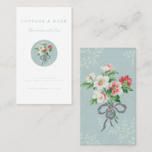 Söt delikat Shabby Cottage Blue Blommigt Bouquet Visitkort