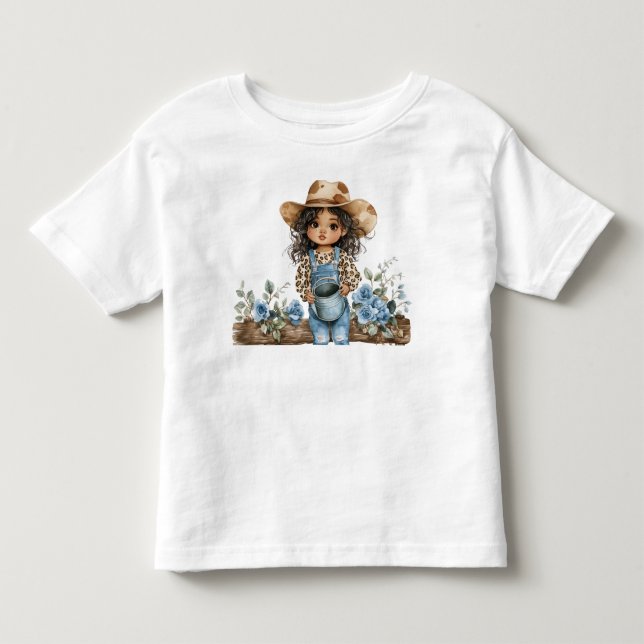Söt Denim Cowgirl 3  T Shirt (Framsida)