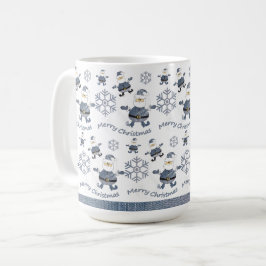 Söt Denim Jul Tomte Mönster Kaffemugg